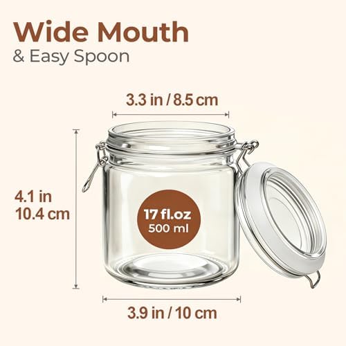 ComSaf 17 oz Overnight Oats Containers with Lids 6 Pack Wide Mouth - Image 2