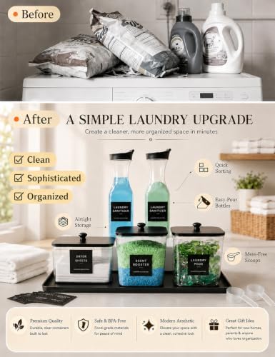 Laundry Organizer Containers with 20IN Super Large Non-Slip Mat Set - Clear Storage Containers for Laundry Room Organization, Includes 20 Waterproof Labels, Space-Saving for Small Cabinets - Image 4