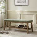 VKNOW Entryway Bench, Storage Shoe Bench with Rubberwood Legs, Green by VKNOW