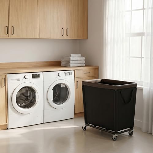 StorageWorks Laundry Hamper with Wheels, 310L Large Black Basket Cart - Image 5