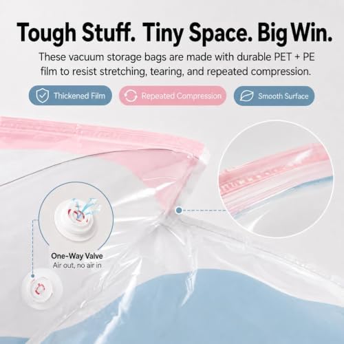 No Pump Vacuum Storage Bags for Bedding 3D Compression Jumbo Press and Seal for Clothes and Blankets Large Capacity Thickened Stereoscopic Saving Space 2026 New 3pc (Large) - Image 3