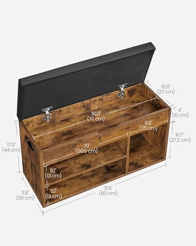 VASAGLE Storage Bench with Cushion, Shoe Bench,11.8 x 31.5 x 17.3 Inches - Image 3