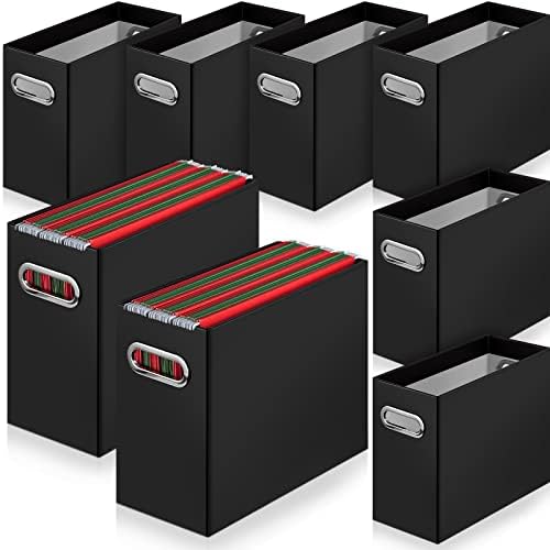 Jutom File Organizer Box Cardboard with Handle Collapsible, Black by Jutom