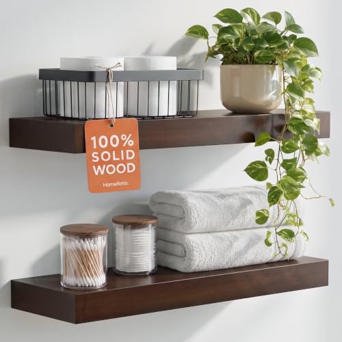 Homeforia 20 Inch Floating Shelves, High-End Solid Pine Wood, Set of 3 by Homeforia