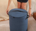16"x20" Extra Large Cotton Rope Basket with Zipper Lid, Woven Laundry Hamper and Blanket Storage Basket, Round Clothes Bin for Living Room Bedroom, Denim Blue - Image 6