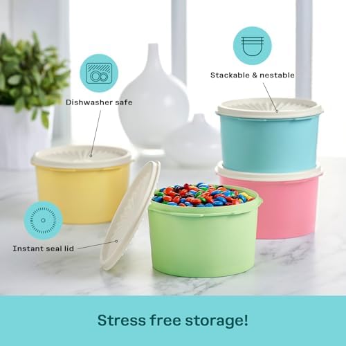 Tupperware Heritage 8-Piece Pastel Canister Set (4 Containers + 4 Lids) - Image 4