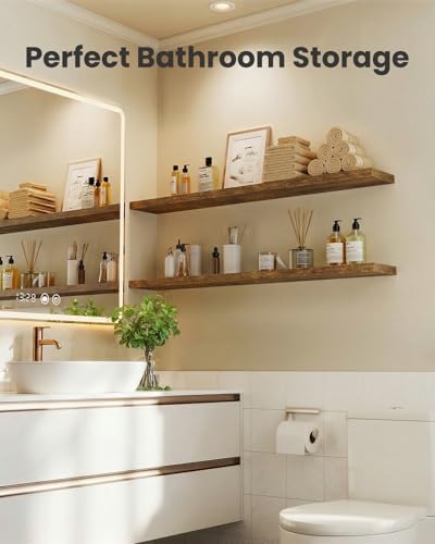 Amada 35.4" Floating Shelves for Wall Decor & Storage, Set of 3, Brown - Image 6