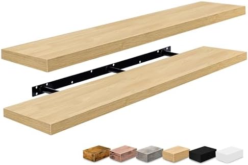 Sorbus Floating Shelves for Wall Storage (55 Inch, 2 Pack, Maple Wood) - Image 7