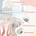 ManGotree 11.8'' Baby Velvet Hangers with Adjustable Clips 28 Pack White - Image 3