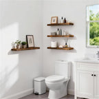 BAYKA Rustic Brown Floating Shelves 22.5in, 3 Pack, Wall Mount Wood Shelf - Image 4