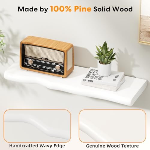 Organic Wavy Edge Floating Shelves,Hidden Brackets,2 Pack 24 in - Image 5