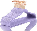 MIZGI Velvet Hangers 50 Pack Non Slip Light Purple Rose Gold Hooks by MIZGI