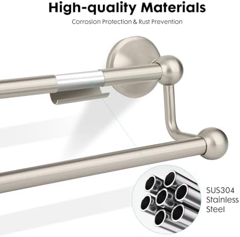 Antique Bathroom Double-Towel Bar Brushed Nickel, 24 Inch Towel Racks for Bathroom Wall Mounted,Bathroom Accessories Towel Holder,Bathroom TwoTowel Rod Hanger - Image 3