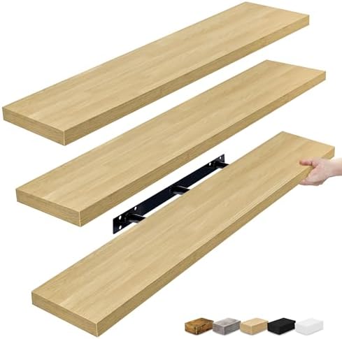 Sorbus Floating Shelves for Wall Storage (48 Inch, 3 Pack, Maple Wood) by Sorbus