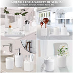XLHOMO Resin White Bathroom Accessories Set 5 Pcs, Lotion Soap Dispenser, Toothbrush Holder, Bathroom Tumbler, Qtip Holder and Vanity Tray, Bathroom Countertop Organizer Set for Modern Home Apartment - Image 6