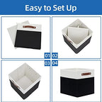 Temary Foldable Storage Cubes Set of 4 - Organizers with Handles, Decorative Storage Boxes for Home, Office (White&Black) - Image 7