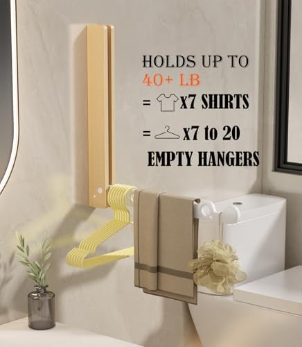 Natural Wood Folding Clothes Hanger Rack for Laundry Room, Wall Mounted Clothes Drying Rack, Laundry Drying Rack Foldable, Perfect for Small Spaces, Beech Wood White - Image 3