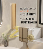 Natural Wood Folding Clothes Hanger Rack for Laundry Room, Wall Mounted Clothes Drying Rack, Laundry Drying Rack Foldable, Perfect for Small Spaces, Beech Wood White - Image 3