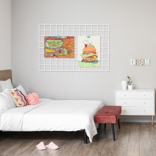 PATIKIL 31.5"x16" Wire Grid Panel, 2 Pack Board Photo Pictures Memo Display Grid Panels Hanging Organizer Wall Decorative Panel for Home Office Wedding, White - Image 6