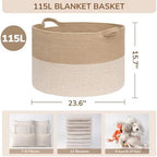 INDRESSME 115L Extra Large Woven Wicker Blanket Basket Living Room - Image 2