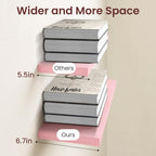 BAYKA Pink Floating Shelves 22.5in, Set of 2, Wall Mounted for Wall Decor - Image 3