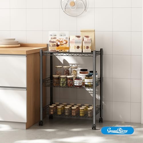 Guan River 3 Tier Wire Basket Shelf,Black,23.23" L x 13.11" W x 32.28" H - Image 2