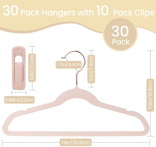 Velvet Kids Hangers, Felt Kid Hanger for Teen, 14 in, Pink, 30 Pack - Image 2