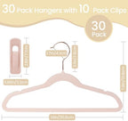 Velvet Kids Hangers, Felt Kid Hanger for Teen, 14 in, Pink, 30 Pack - Image 2