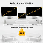 Dual Monitor Riser, Acrylic Monitor Riser, Adjustable Angle & Length Computer Monitor Stand, Wide Desk Shelf for Top of Desk for Home Office_White Maple Look Small - Image 3