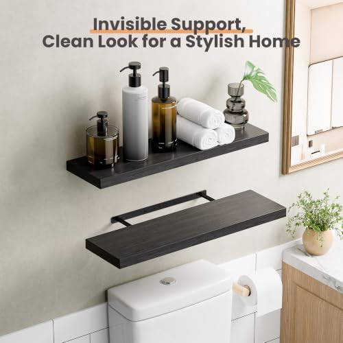 upsimples 23.6" Long Floating Shelves for Wall, Room Decor Set of 2, Black - Image 4