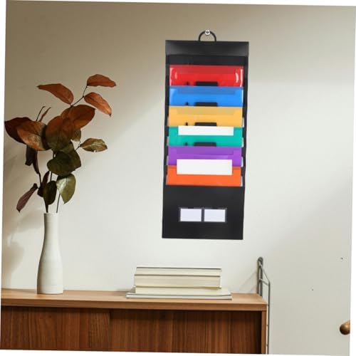 Portable Accordion File Organizer 6 Pockets Wall Hanging Black - Image 5