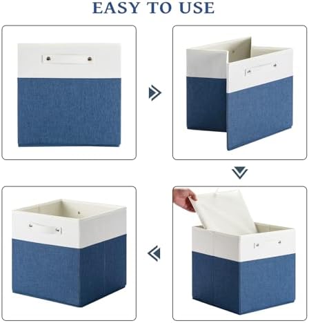 FinishingBo 13x13x13 Storage Cube Bins 4 Pack, Cube Shelf Baskets - Image 4