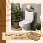 Marsui 12 Pcs Small Hand Woven Wicker Baskets with Wooden Handles, Seagrass Rattan Storage Baskets Bin Organizer Shelf Pantry for Bathroom Storage Towel Kitchen Washroom Gifts Decor, 9" x 6" x 4" - Image 5