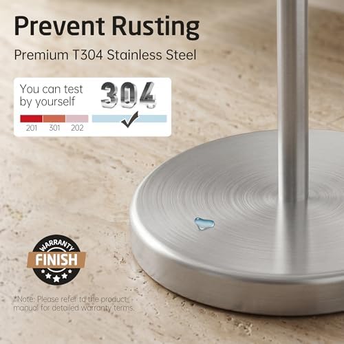 KES 26" Tall Toilet Paper Holder Stand with Weighted Base, Brushed Finish - Image 6