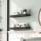 HOOBRO Floating Shelves for Wall, Wall Mounted Shelf Set of 2, 23.6" Hanging Shelf with Invisible Brackets, for Wall Decor Storage in Bathroom Bedroom Kitchen Living Room Office, Black BK60BJ01 - Image 5