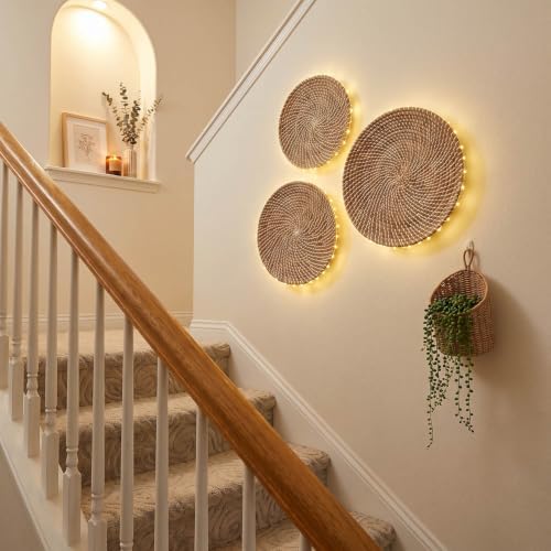 Laquedecraft Baskets Wall Decor Set of 3, Natural Handwoven Wicker - Image 7