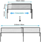 Kitchen Cabinet Expandable Shelf Organizers Set of 4, Adjustable Metal Wire Pantry Storage Shelves, Plate Dish Organizer Rack for Cabinets, Cupboard, Counter, Freezer, Countertop, Black - Image 3