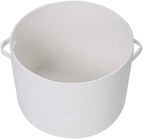 20x15 Inch Extra Large Round Cotton Rope Storage Basket with Lid, Decorative Woven Bin with Cover for Living Room Bedroom Closet, White - Image 7