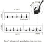 AMBIRD 34.2" L Wooden Wall Coat Hooks with Shelf - Versatile and Decorative Wall-Mounted Storage - 10 Hooks for Hanging Coats, Hats, Keys, Bags, Scarves - Ideal for Entryways, Bedrooms, Closets(White) - Image 5