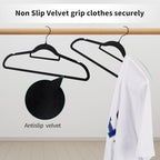 Black Velvet Hangers 30 Pack - Non Slip Clothes Hangers, Ultra Slim Hangers, Space Saving Swivel Black Hook, Suit, Top, Tie, Shirt, Skirt & Pant Felt Hangers, Black Hangers - Image 4