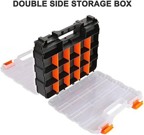 Mayouko Double Side Tools Organizer, Customizable Removable Plastic Dividers, Hardware Box Storage, Excellent for Screws,Nuts,Small Parts, 34-Compartment,2 PCS Set,12.6"L x 10.6"W x 3.2"H - Image 3
