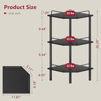 Tajsoon 3 Tier Corner Shelf Stand, Standing Corner Shelf Unit, Black - Image 3