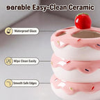 Donut Ceramic Toothbrush Holder, 5-Slot Toothbrush and Toothpaste Holder Cute Toothbrush Holder Set, Bathroom Storage Rack Suitable for Electric Toothbrushes, Toothpaste, Dental Floss (Pink) - Image 5
