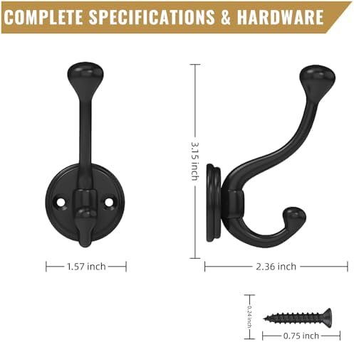 10 Pack wall Hooks for Hanging, Heavy Duty Coat Hook wall Mount, Easy to Install Metal Closet Hooks, Apply to Bathrooms, Bedrooms, Living Rooms, Entrances (Black) - Image 3