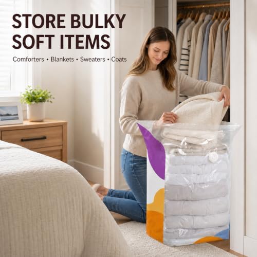 3 Pack L No-Pump Vacuum Storage Bags, 31.5 x 23.6 x 12.6 Inch Space Saver Bags for Comforters, Blankets, Clothes and Bedding - Image 5
