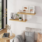 Floating Shelves for Wall, 24 in Oak Wall Shelves 9.3in Deep Shelf - Image 5