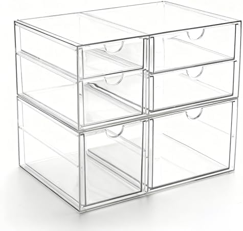 Prsildan Acrylic Makeup Organizer Clear Storage Drawer with 6 Small Drawers by Prsildan