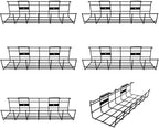 Under Desk Cable Management- 6 Pack Cord Organizer. Metal Wire Cable Management Tray for Office, Studio and Home. Super Sturdy Under Table Cable Managements - Black Cable Organizer by Coyacool