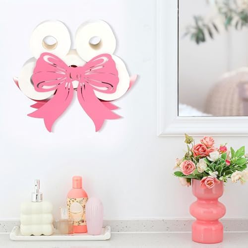 Geelin Pink Bow Bathroom Decor Pink Toilet Paper Holder 8 Rolls - Image 3