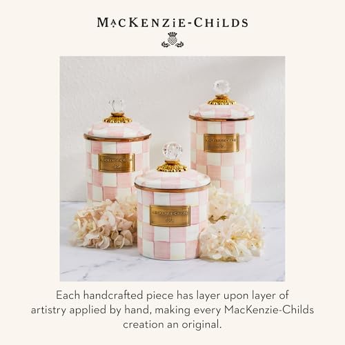 MACKENZIE-CHILDS Enamel Canister, Large, Pink-and-White Rosy Check - Image 6
